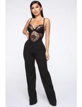 Shoptagr Give Me A Hint Lace Jumpsuit Black By Fashion Nova
