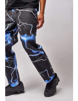 lightning bolt print jeans